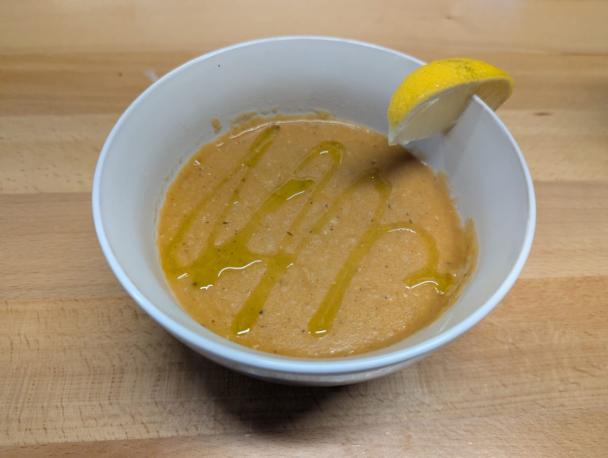 Turkish red lentil soup with lemon